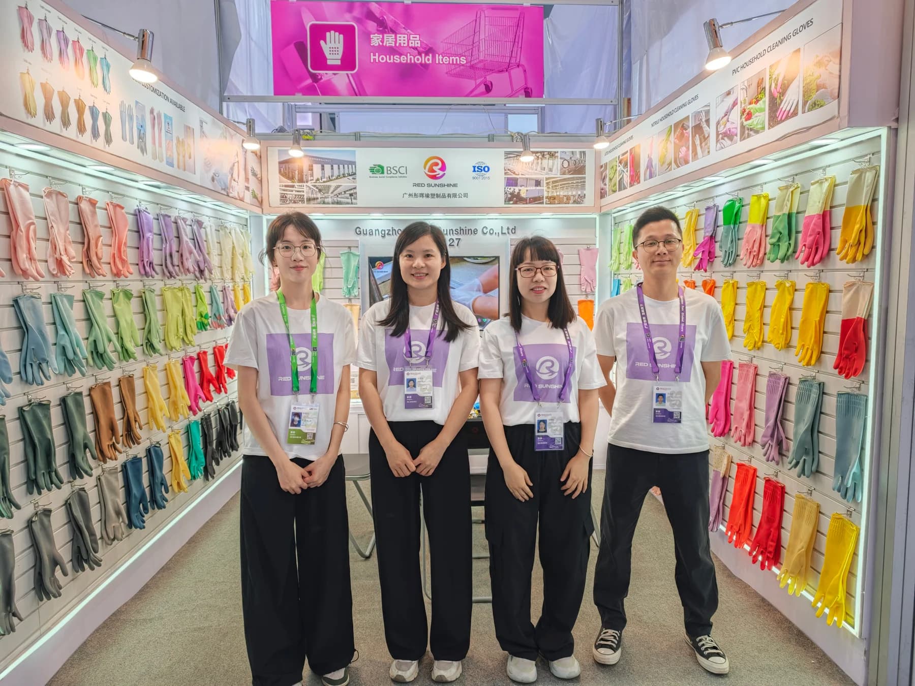 Red Sunshine team presenting the glove range at an exhibition