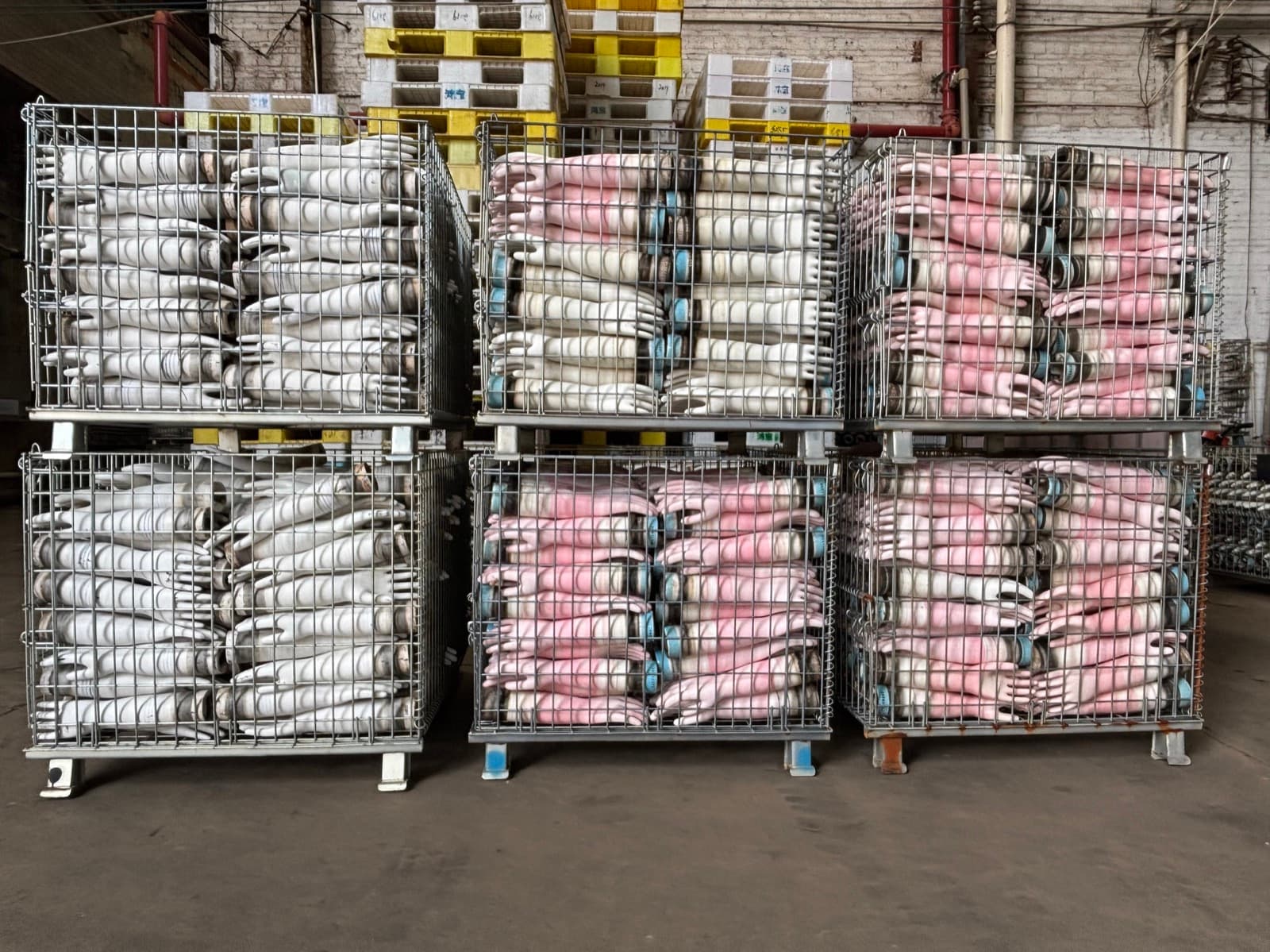 Cartons of reusable gloves prepared for a bulk order