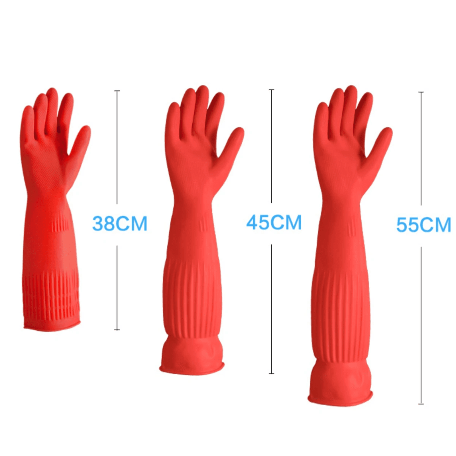 Reusable glove length options for cleaning programmes
