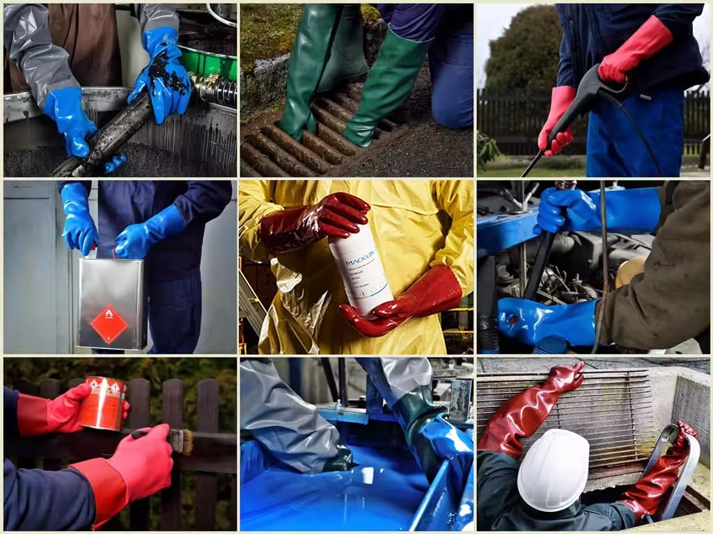 Industrial PVC gloves used across work applications