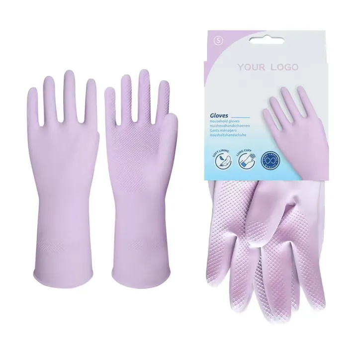 Lavender latex household glove package