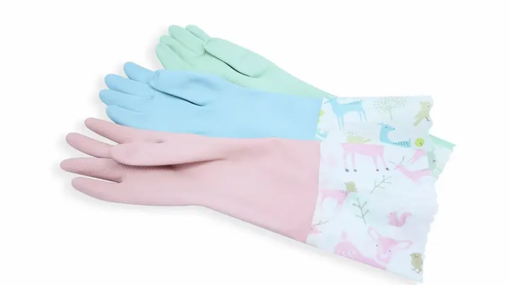 Multicolor floral cuff glove display