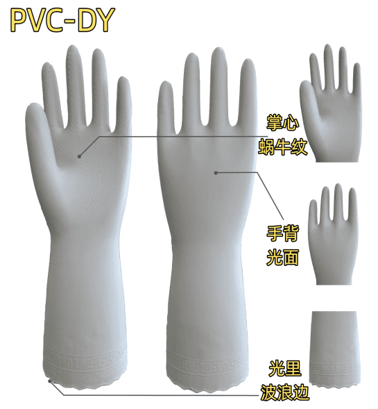 Household PVC Gloves PVC-DY in gray
